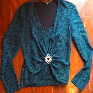 Blue sage dress party blouse